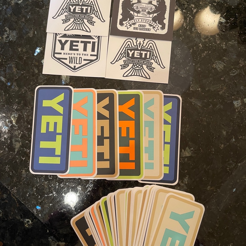 30 yeti stickers. All colors